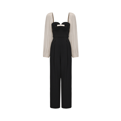 ATELIER MISS  silhouette textured gauze sleeve jumpsuit - GUAGE