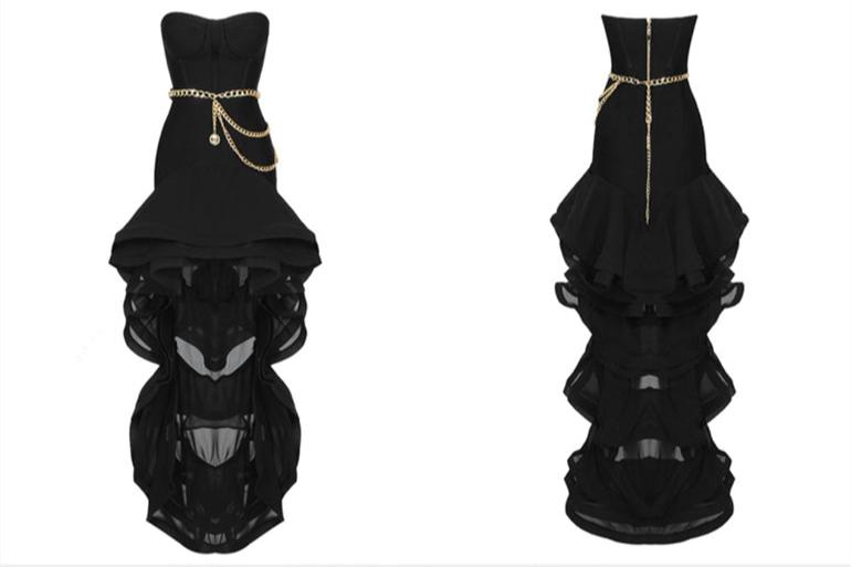 DOLLY High End Black Chet Wrap Sleeveless Off Shoulder Ruffle Dinner Dress-KRISTI