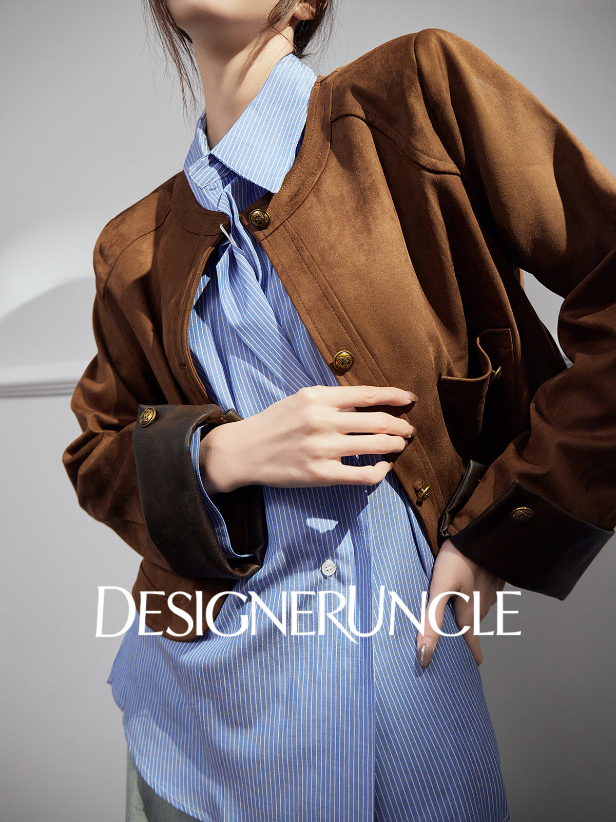 DGU| Coffee Retro Lapel Design Sense Fashion Niche Light Luxury Niche Top Jacket - HOLY.