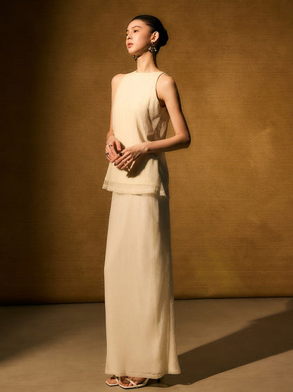 HECO Chinese style wrinkle elastic age-reducing temperament Skirt- ELLA.