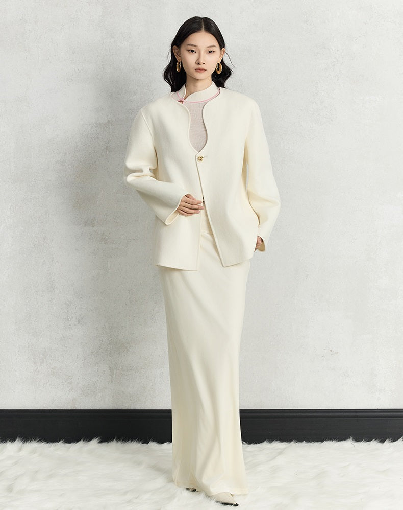 HECO winter double-sided woolen  black red apricot coat women - glory.