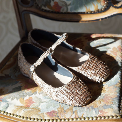 B-FEI fashion mocha pleated flat shoes-INDIANI.