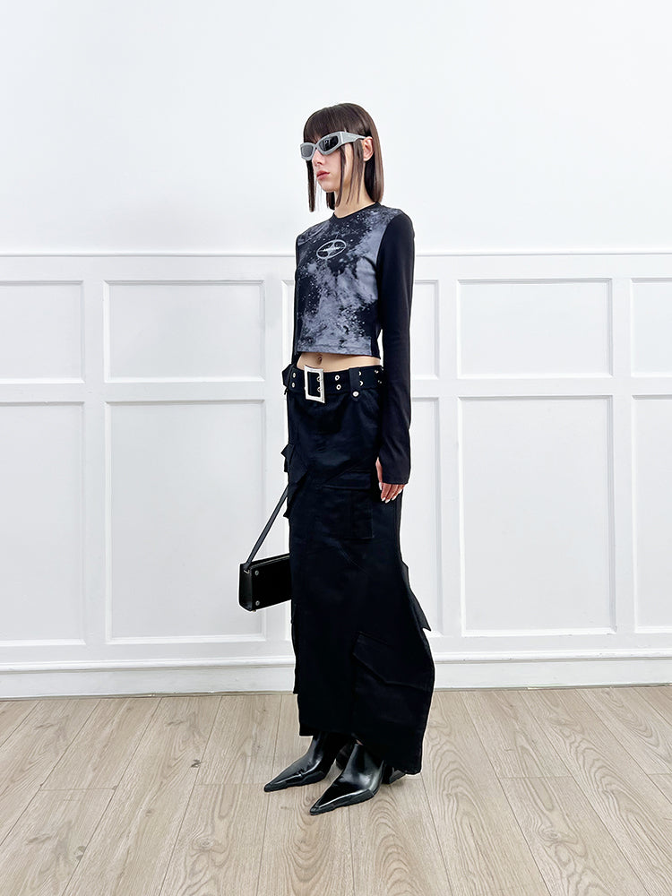 ANNAKIKI Retro Starry Sky Logo Slim Long Sleeve-YEAGER