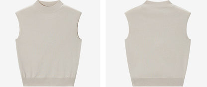COMME MOI small cap sleeve semi-high neck knitted top - MADISON.
