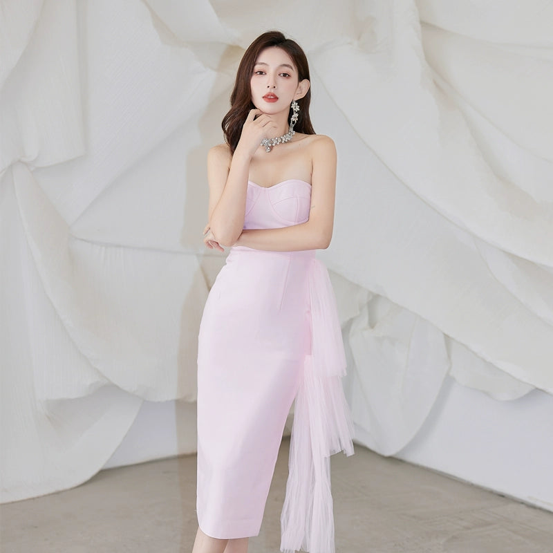 DOLLY Elegant Sleeveless Off Shoulder Backless Knitted Dinner Dress-URIEL