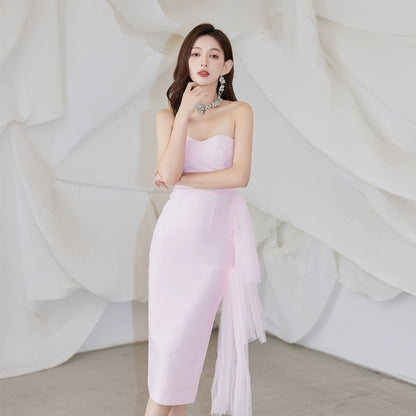 DOLLY Elegant Sleeveless Off Shoulder Backless Knitted Dinner Dress-URIEL