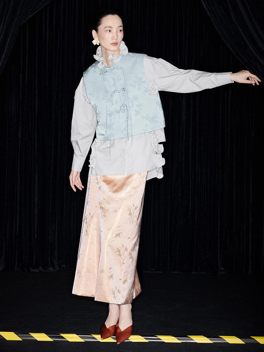 M essential Mackay designer painted jacquard handmade vest - stand.