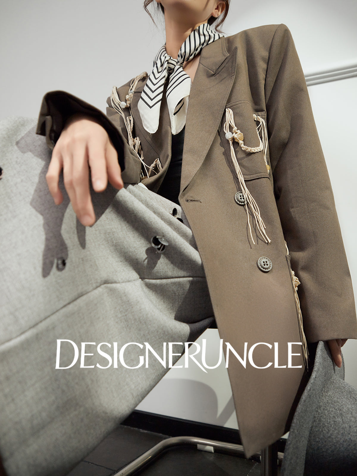DGU "Sugu" khaki short jacket new commuter versatile small fragrant blazer - Felix.
