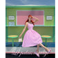 Le palais vintage Barbie vintage pink plaid jumpsuit + swing bow skirt -June