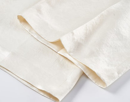 COMME MOI summer acetate texture commuter wide-leg pants - NAVY.