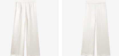 COMME MOI summer acetate texture commuter wide-leg pants - NAVY.