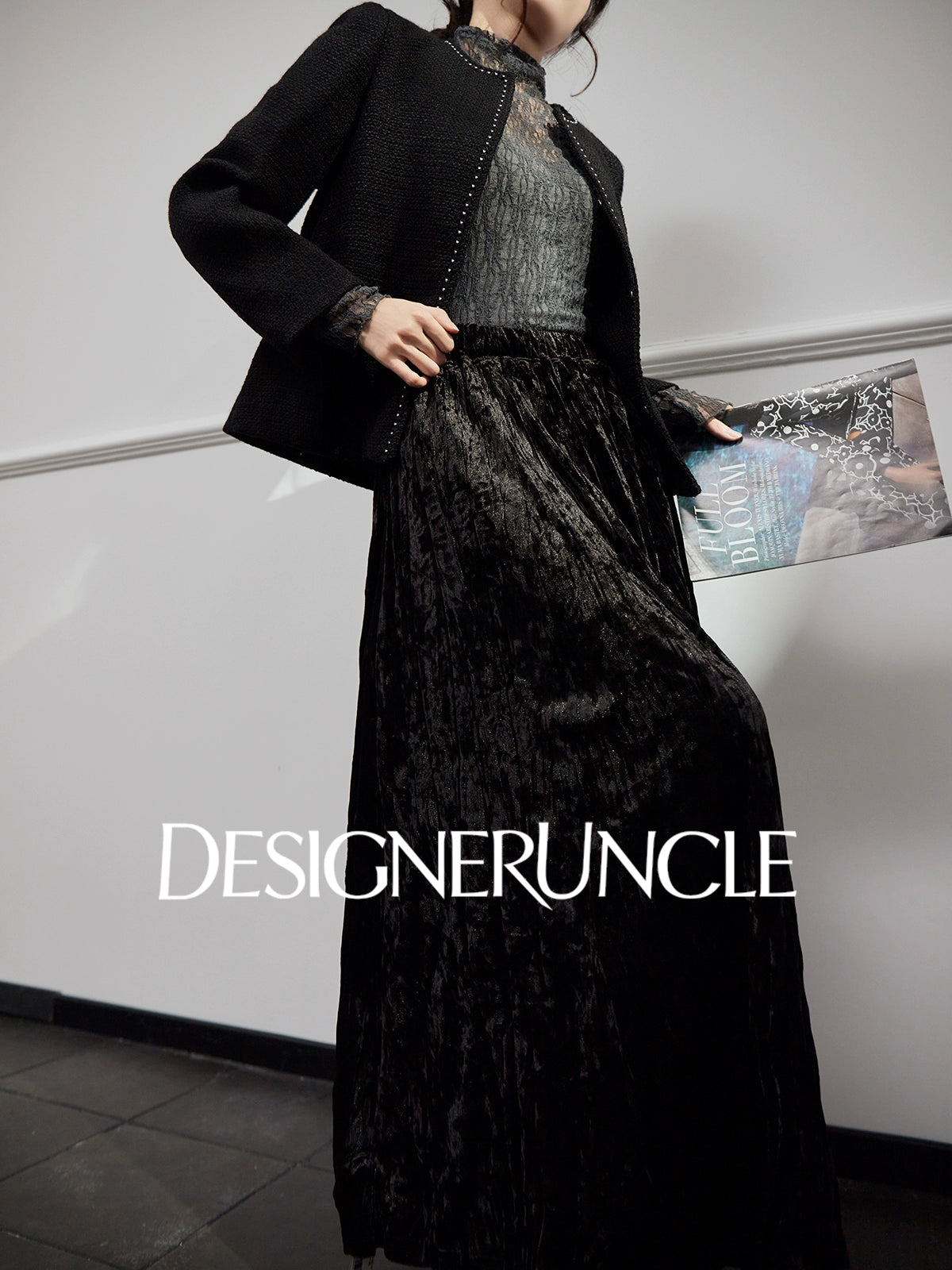 DGU "Chuji" black cropped jacket autumn small fragrance design high-end top -Alexandra.