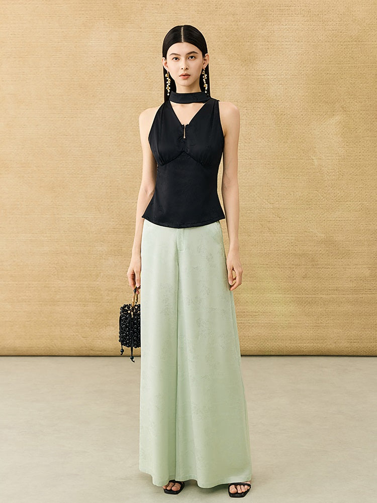 HECO Chinese Acetate V-Neck Waist Small Vest Top - ZEPH.