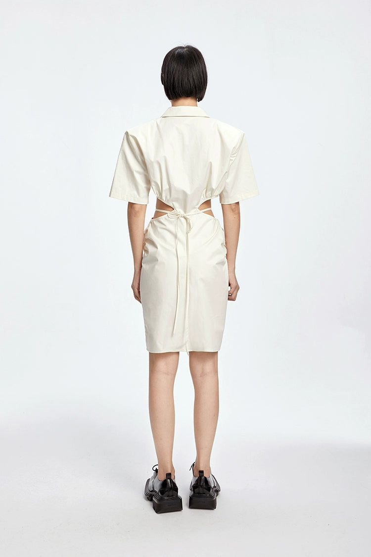 TINY IN shirt padded shoulder waist dress-CHIZZY