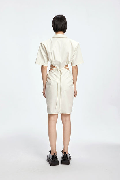 TINY IN shirt padded shoulder waist dress-CHIZZY