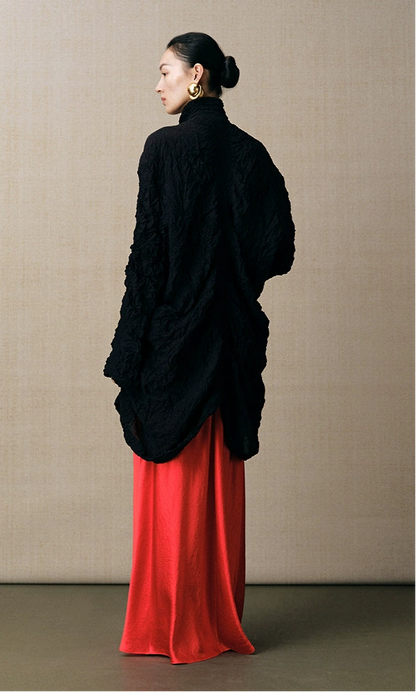 ZHUCHONGYUN light wrinkle buttoned black jacket-ROU.