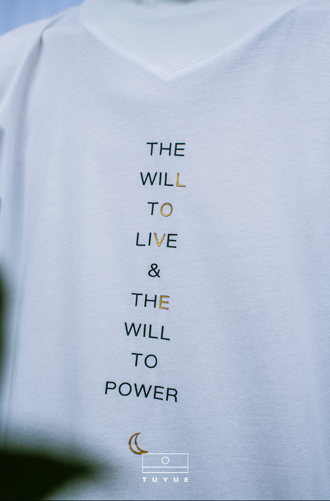 TUYUE white cotton printed small turtleneck short-sleeved T-shirt - MING.