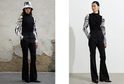 COMME MOI Lu Yan designer new women's off-the-shoulder printed sleeve shirt - DEAR .