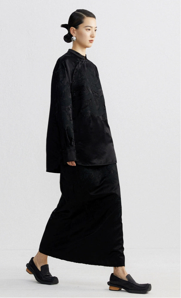 ZHUCHONGYUN  embroidered lace-up waist mermaid skirt--AEITSU.