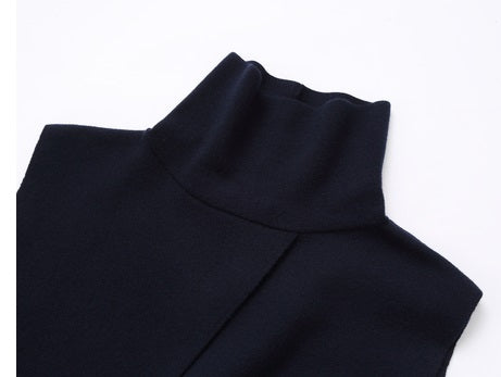 COMME MOI Lu Yan designer new women's casual fashionable wool knitted turtleneck shoulder - FADED.