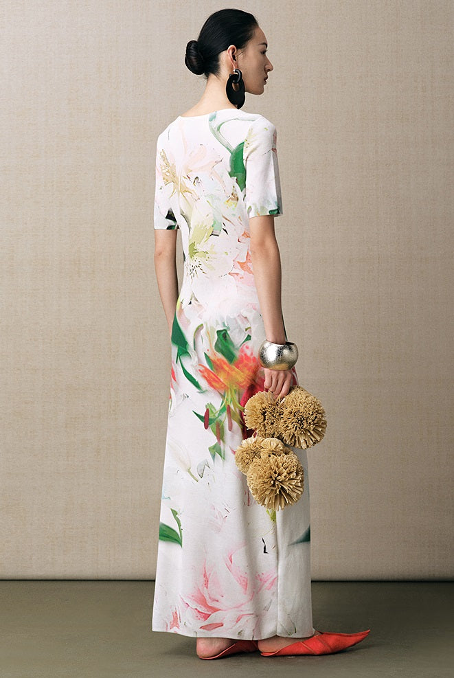 ZHUCHONGYUN round neck irregular floral dress-CABA.