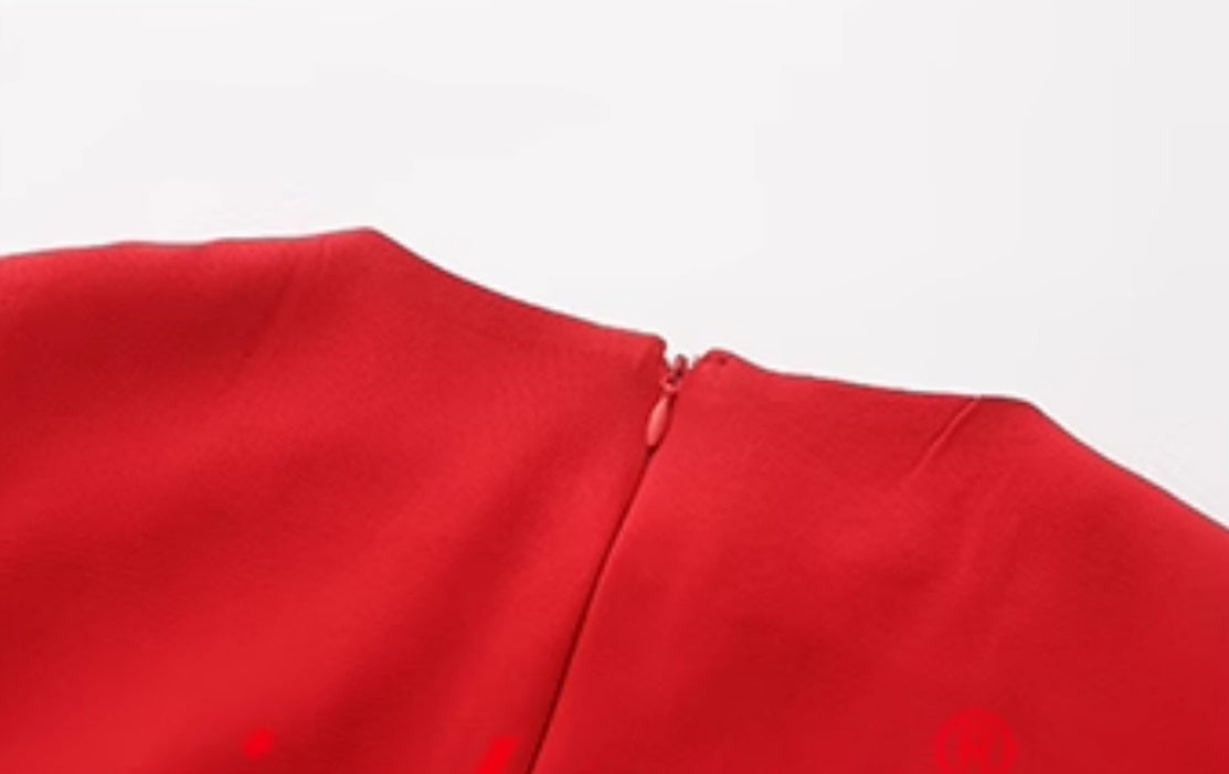 Le palais vintage red slim little skirt two-piece dress-KOBAYASHI.