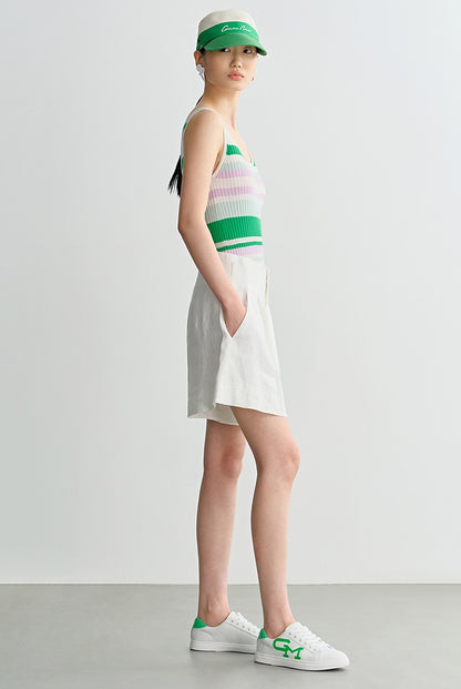 COMME MOI  summer colorful striped skinny wool knit vest top - HAZEL.