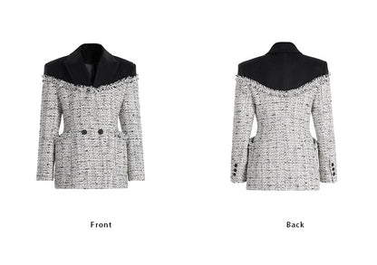 TINY IN tweed wool long sleeve coat-SAKI.