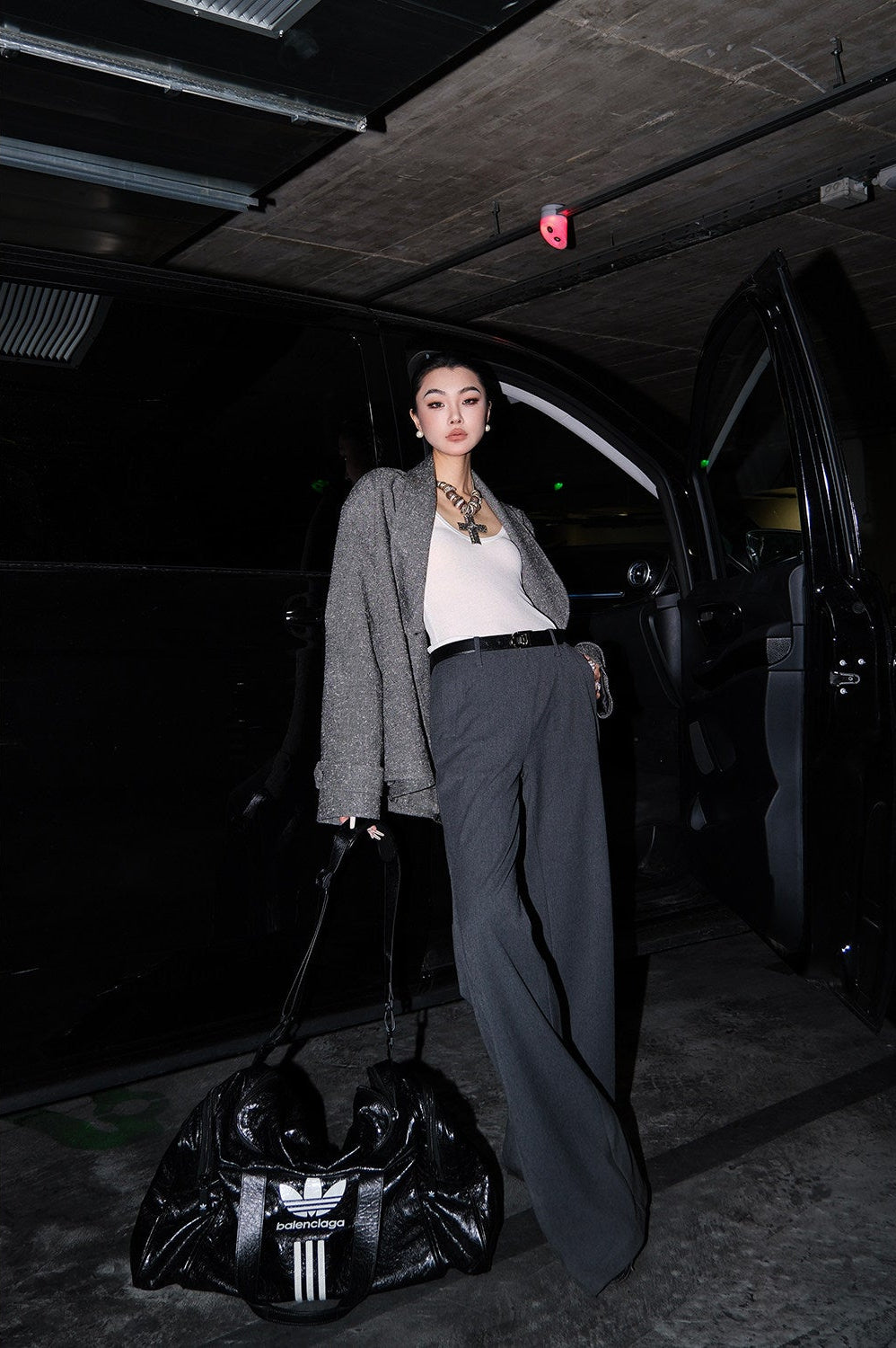 MEI SANGUAN gray double-breasted retro short jacket - THAYER