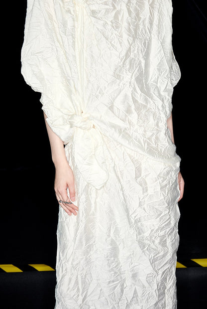 M essential Mackay designer Comfort pressed pleated irregular cut dress - calc.