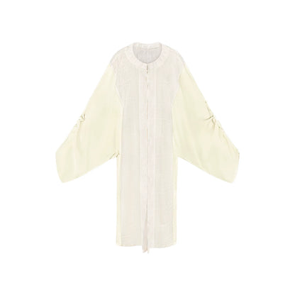 TUYUE Ivory round neck pipa sleeves Tencel thin silk spliced robe jacket- RAY.