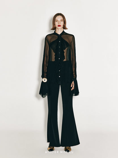 ATELIER MISS LU Retro Modern Long-legged Flared Pants - APOLLINE.