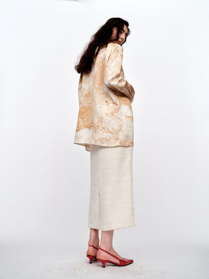 SERRER Marble print design loose-winded long-sleeved shirt - LUCAS.