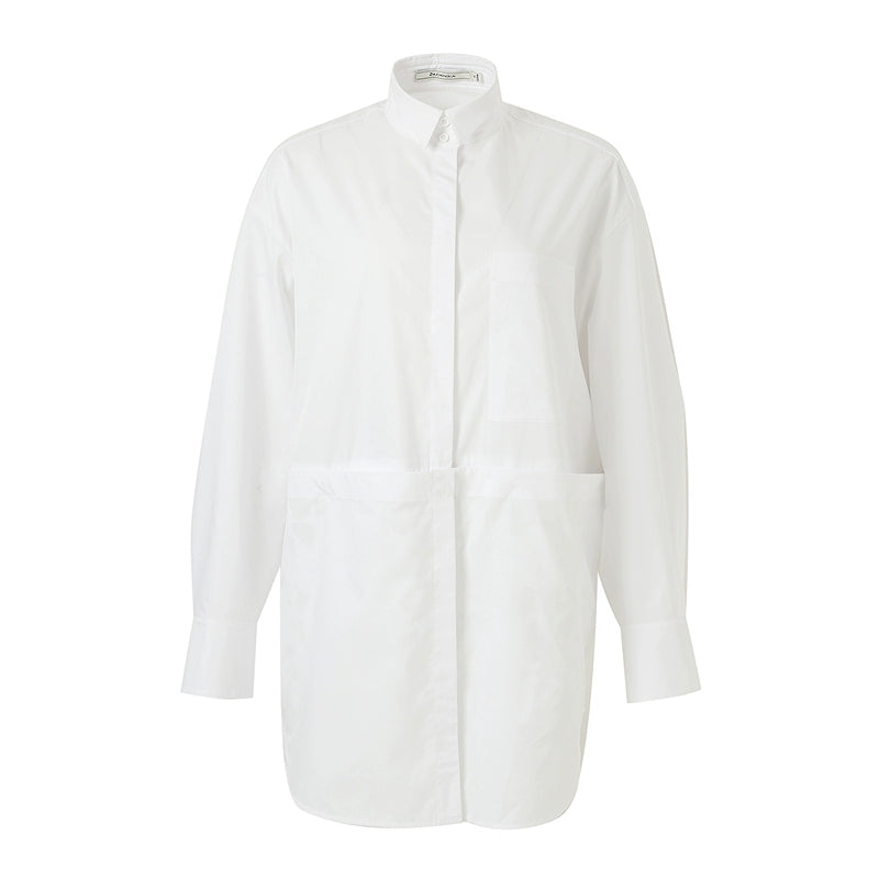 ZHUCHONGYUN white stand-up collar cotton shirt -LORDE.