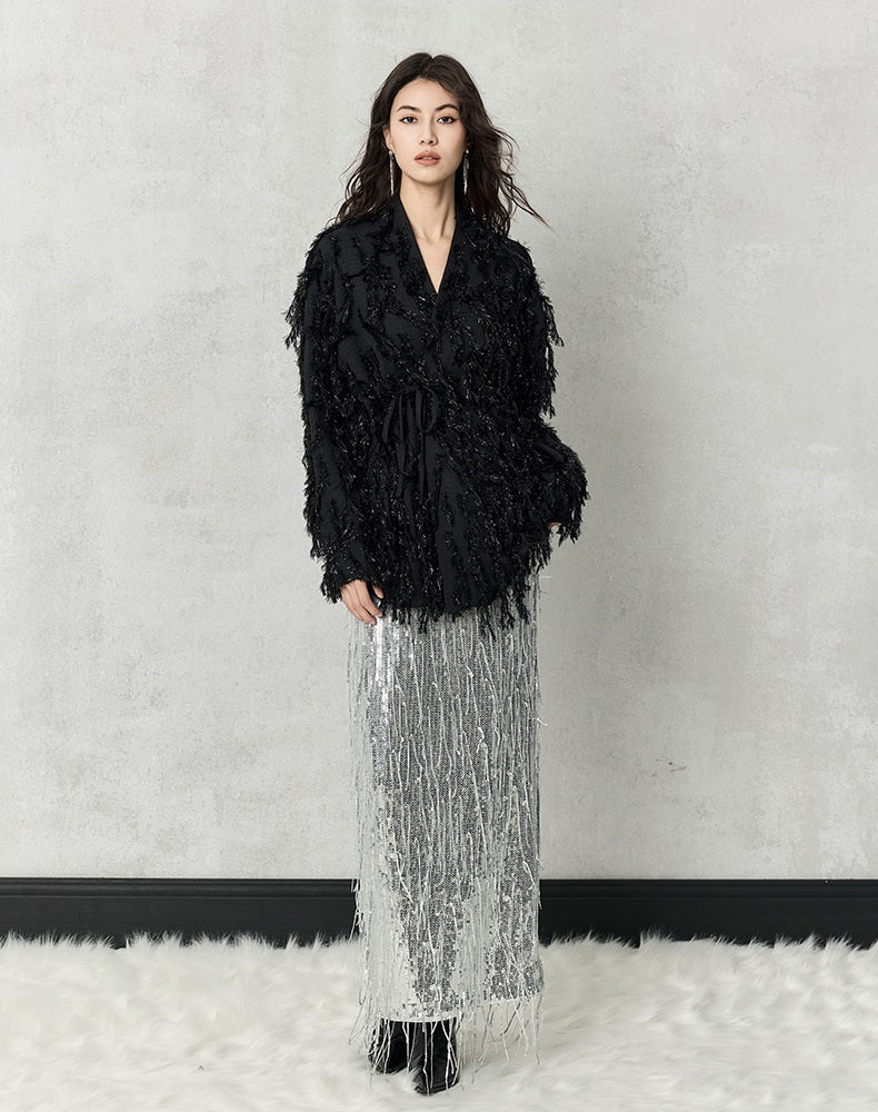 HECO Three-dimensional Tassel Fashion Top Shirt Women - flesh.