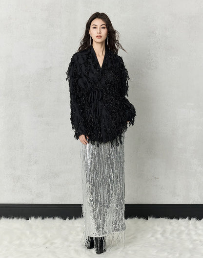 HECO Three-dimensional Tassel Fashion Top Shirt Women - flesh.