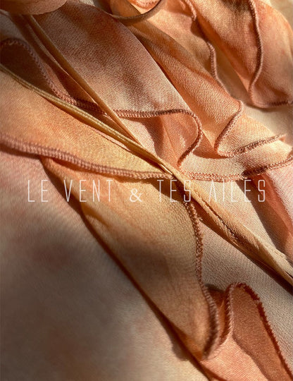 LE VENT& TES AILES Spring summer elegant multicolor silk smudged floral shirt skirt-ENE