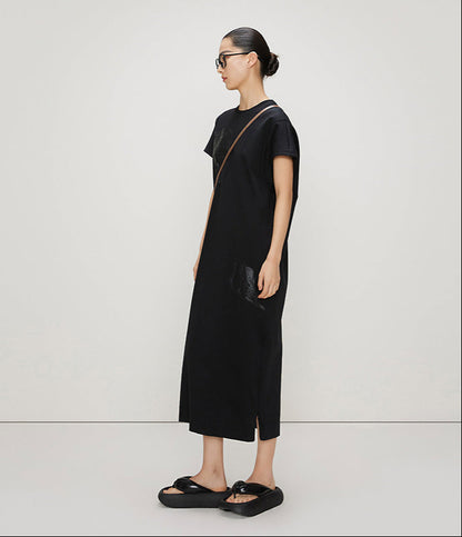 ZHUCHONGYUN short-sleeved loose casual cotton straight dress -SAM.