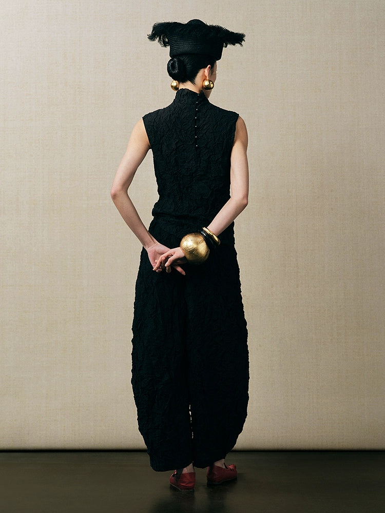ZHUCHONGYUN cocoon-shaped pleated cropped trousers and top-NAG.