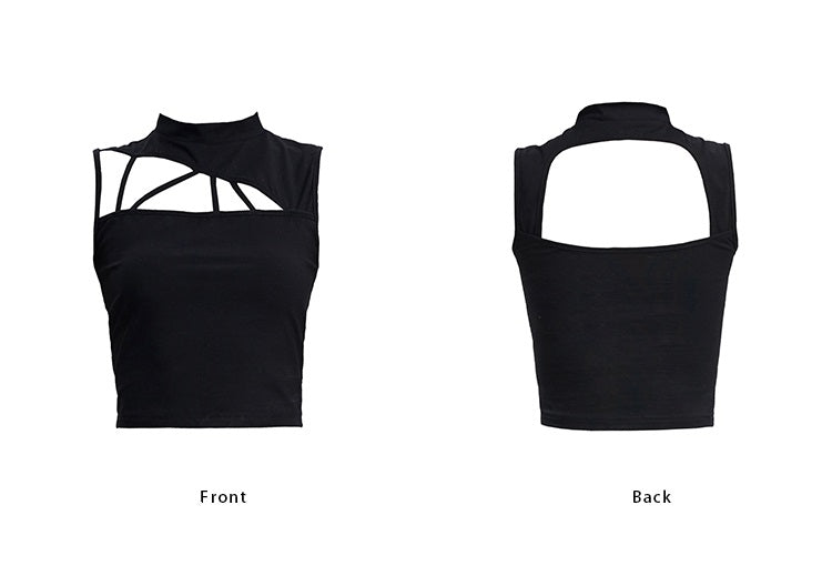 TINY IN triangle cut-out short tight women's summer vest-ASHAN