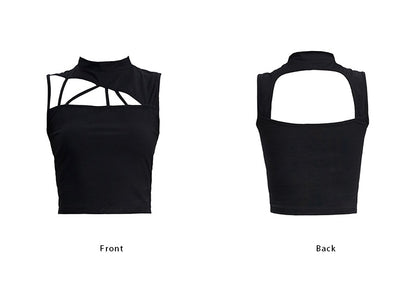 TINY IN triangle cut-out short tight women's summer vest-ASHAN