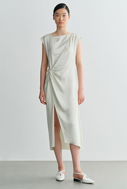 COMME MOI  slanted shoulder cut-out waist dress - ABBY.
