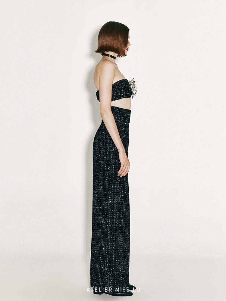 ATELIER MISS LU Three-dimensional Orchid Patch Bandeau Top - KINGDOM.