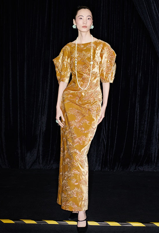 M essential Mackay designer Juyi velvet stand-up irregular silhouette top - TINA .