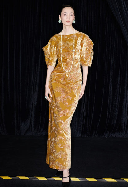 M essential Mackay designer Juyi velvet stand-up irregular silhouette top - TINA .