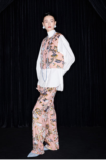 M essential Mackay designer blue velvet atelier beaded down vest - Nami.