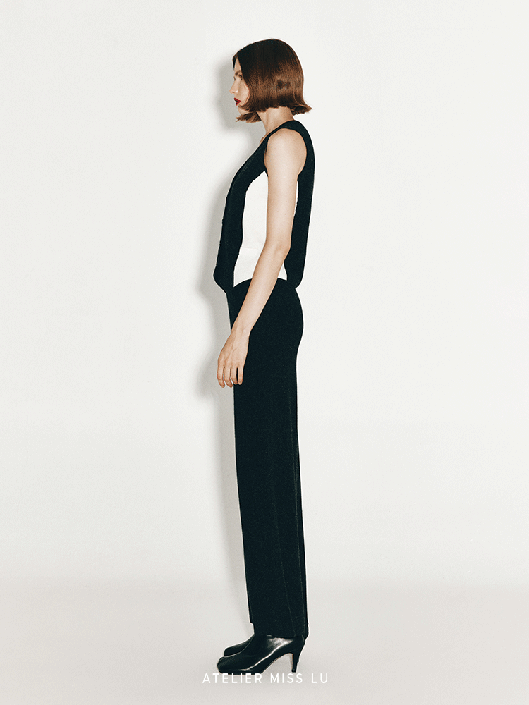 ATELIER MISS LU Fall/Winter cashmere wide-leg straight-leg Pants - MARSH
