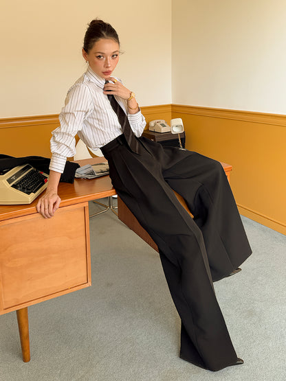 Le Palais Vintage  slim wide-leg high-waisted trousers-EMA