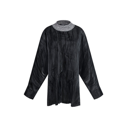 TUYUE Crew neck silhouette back lace-up long-sleeved top- AGNES.