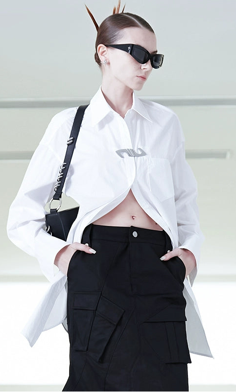 ANNAKIKI Three-dimensional Long Sleeve Long Shirt -JAKE.